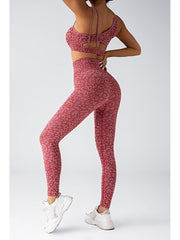 Leopard Asymmetrical One-shoulder Yoga Sets