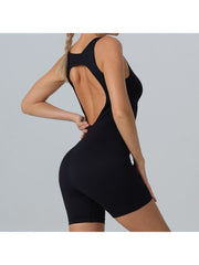 Solid Color Backless U Neck Yoga Jumpsuits