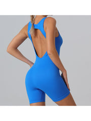 Solid Color Backless U Neck Yoga Jumpsuits