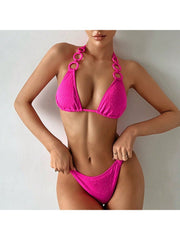 Solid Color Low Rise Fitted Bikinis