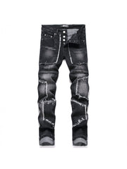 Raged Hem Single Breasted Mid-rise Men's Jeans