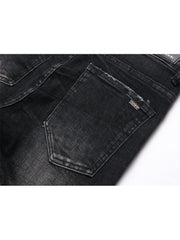 Raged Hem Single Breasted Mid-rise Men's Jeans