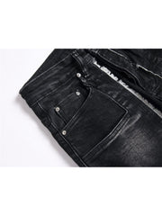 Raged Hem Single Breasted Mid-rise Men's Jeans