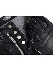 Raged Hem Single Breasted Mid-rise Men's Jeans