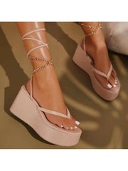 Round Toe Wedge Sandals