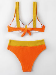 Colorblock Square Neck Fitted Bikinis