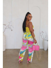 Colorblock Tassel High Rise Pants