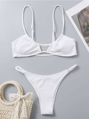 Solid Color Halter Neck Fitted Bikinis