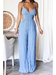 Solid Color Backless Spaghetti Straps Jumpsuits