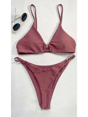 Solid Color Square Neck Fitted Bikinis