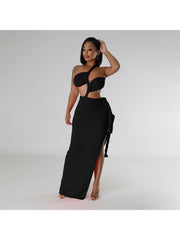 Hollow-out Backless Side Slit Maxi Dress