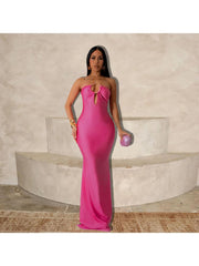 Metal Decor Mid-rise Strapless Maxi Dresses