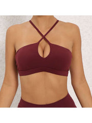 Solid Color Halter Neck Backless Tank &amp; Top