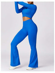 Solid Color High Rise Over Sleeve Yoga Sets