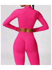 Solid Color High Rise Over Sleeve Yoga Sets