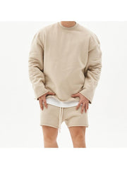 Men's Fitness Loose Casual Long Sleeve Sweater And Shorts Set