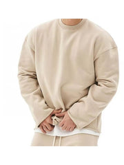 Men's Fitness Loose Casual Long Sleeve Sweater And Shorts Set