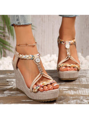 Colorblock Geometric Pattern Leisure Wedges &amp; Platform