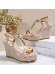 Colorblock Geometric Pattern Leisure Wedges &amp; Platform