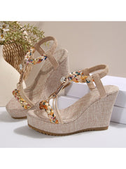 Colorblock Geometric Pattern Leisure Wedges &amp; Platform