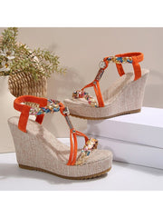 Colorblock Geometric Pattern Leisure Wedges &amp; Platform