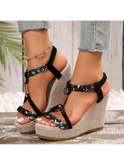 Colorblock Geometric Pattern Leisure Wedges &amp; Platform