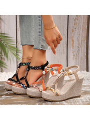 Colorblock Geometric Pattern Leisure Wedges &amp; Platform