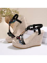 Colorblock Geometric Pattern Leisure Wedges &amp; Platform