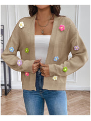 Flower Solid Color Cardigan