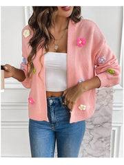 Flower Solid Color Cardigan