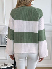 Knitted Colorblock Striped Pullover Sweater