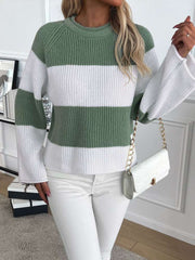 Knitted Colorblock Striped Pullover Sweater