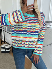 Contrast Color Striped Knitting Sweater