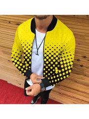 Print Zipper Long Sleeve Men's Jackets