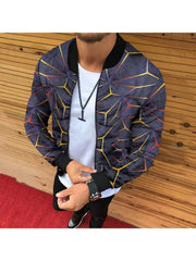 Print Zipper Long Sleeve Men's Jackets