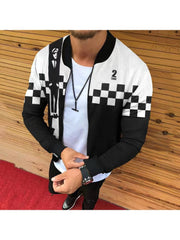 Print Zipper Long Sleeve Men's Jackets