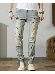 Washed Ripped Straight Jeans