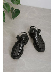 Pure Color Hasp Sandals