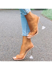 Stylish Solid Color Transparent Thin Heels Trendy And Chic