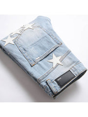 Embroidery Star Mid-rise Men's Jeans