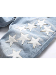 Embroidery Star Mid-rise Men's Jeans