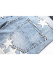 Embroidery Star Mid-rise Men's Jeans