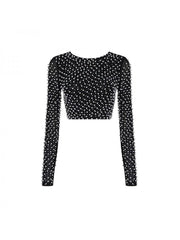 Beading Embellished Long Sleeve Cropped Design Tops