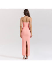 Deep V Neck Halter Backless Maxi Dress