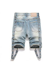 Washed Cargo Denim Men's Short Pants