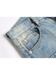 Washed Cargo Denim Men's Short Pants