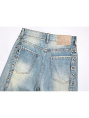 Washed Cargo Denim Men's Short Pants