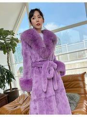 Fluff Lace Up Waist Tie Faux Fur Stylish Long Coat