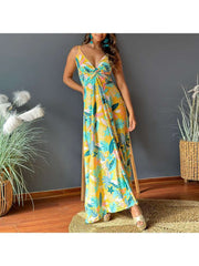 Print Spaghetti Straps A-line Maxi Dresses