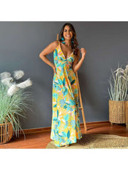 Print Spaghetti Straps A-line Maxi Dresses